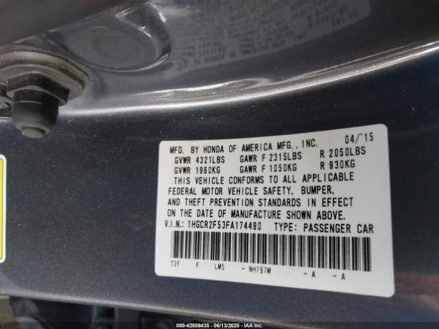 1HGCR2F53FA174490 Honda k24w1