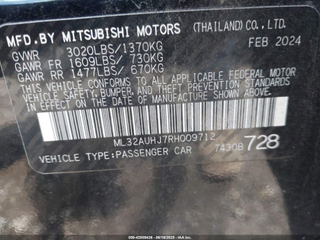 ML32AUHJ7RH009712 Mitsubishi Mirage Es/le