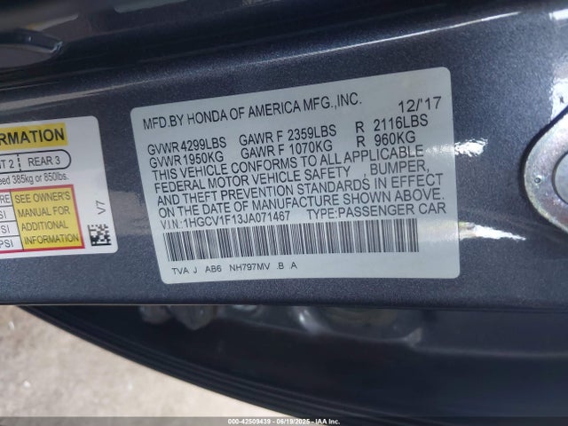 1HGCV1F13JA071467 Honda l15be