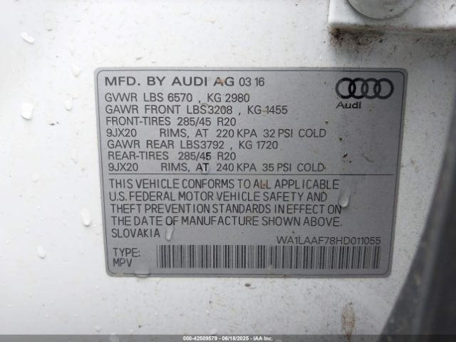 WA1LAAF78HD011055 Audi Q7
