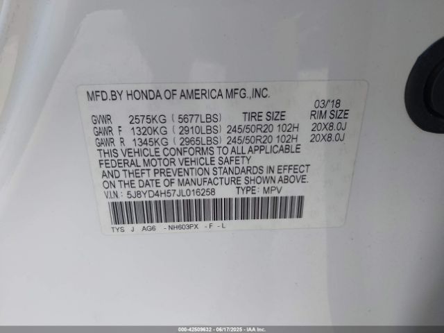 2018 ACURA MDX 5J8YD4H57JL016258 Photo 8