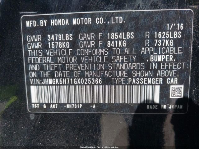 JHMGK5H71GX025366 Honda l15b1