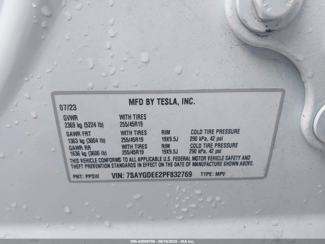 7SAYGDEE2PF832769 Tesla Model Y
