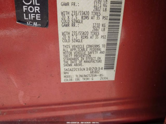 2020 NISSAN MURANO 5N1AZ2CS5LN107034 Photo 8