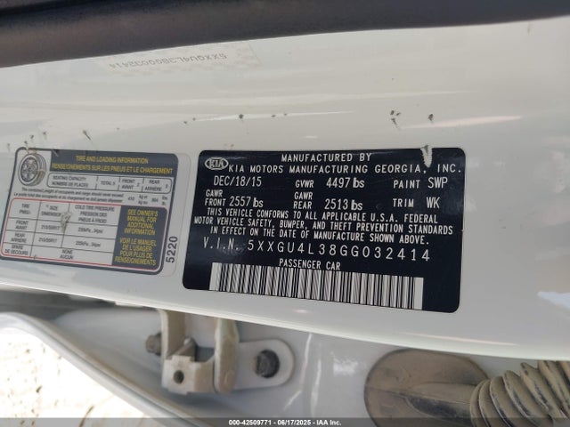 5XXGU4L38GG032414 KIA t-gdi theta ii