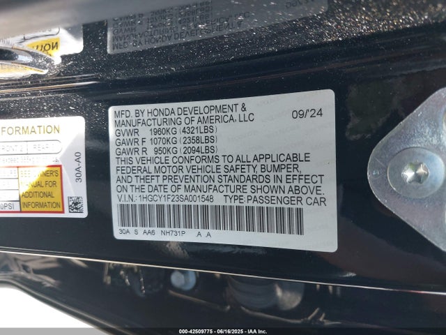 1HGCY1F23SA001548 Honda l15be