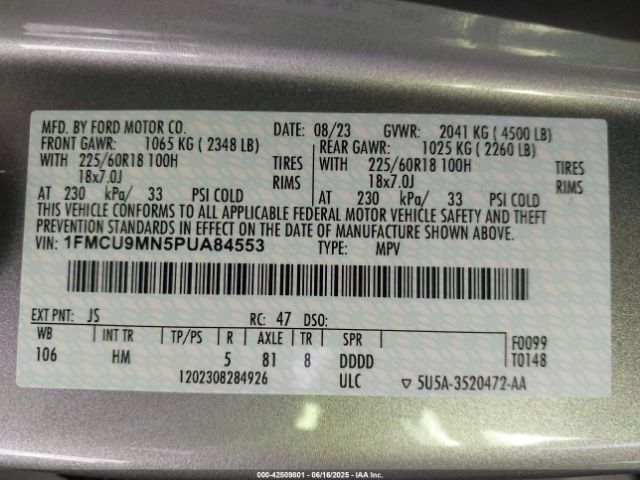 2023 FORD ESCAPE 1FMCU9MN5PUA84553 Photo 8