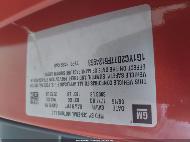 2015 CHEVROLET CORVETTE 1G1YC2D77F5124963 Photo 8