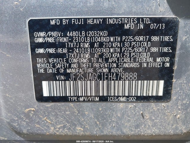 JF2SJAGC1EH479888 Subaru 2.5na u5