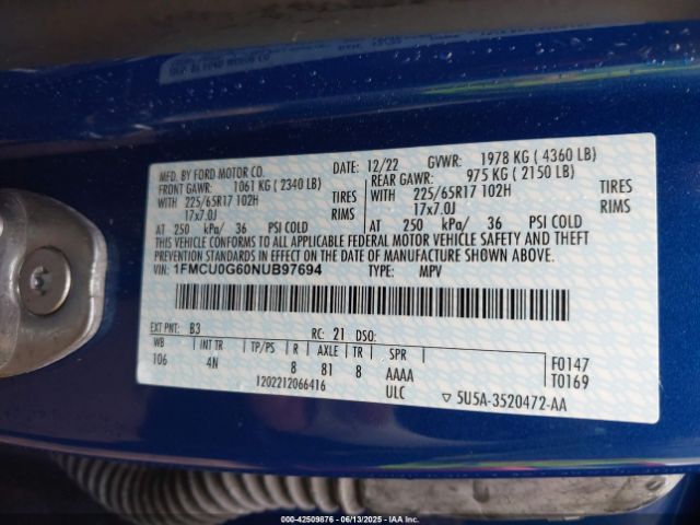 2022 FORD ESCAPE 1FMCU0G60NUB97694 Photo 8