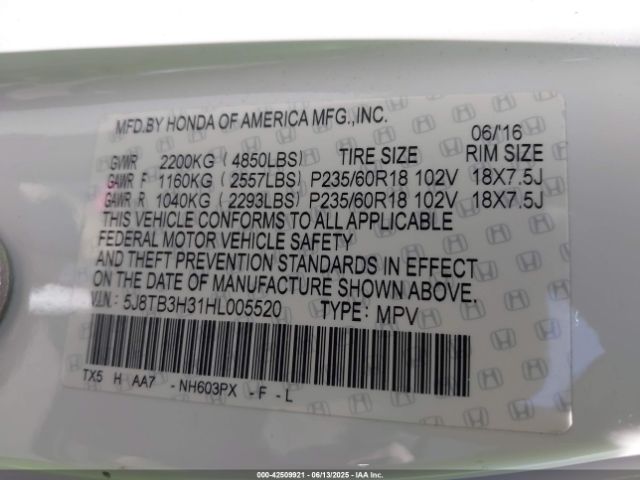 2017 ACURA RDX 5J8TB3H31HL005520 Photo 8