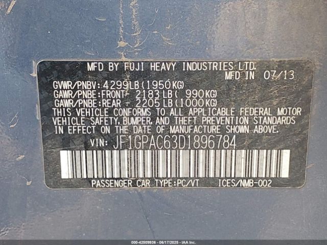 2013 SUBARU IMPREZA JF1GPAC63D1896784 Photo 8