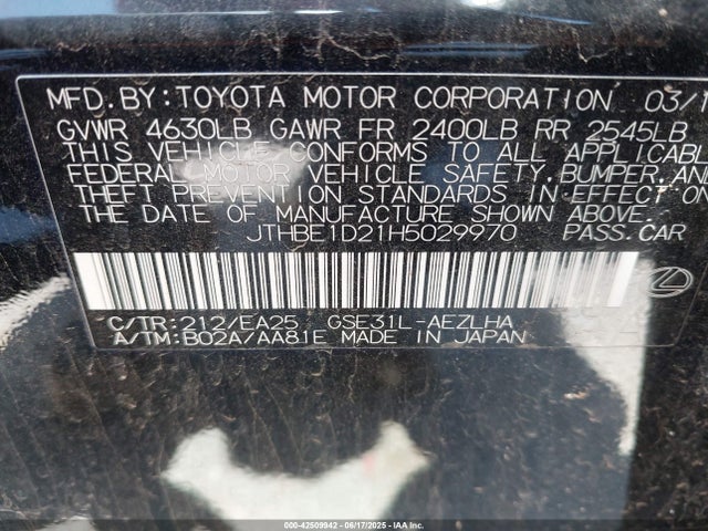 Lexus 2gr-fse 2017 JTHBE1D21H5029970 Image 9