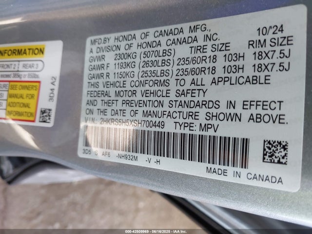 2HKRS5H5XSH700449 Honda lfc3