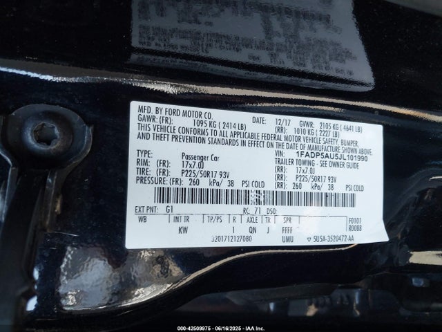 1FADP5AU5JL101990 Ford 2.0l atk ivct hev