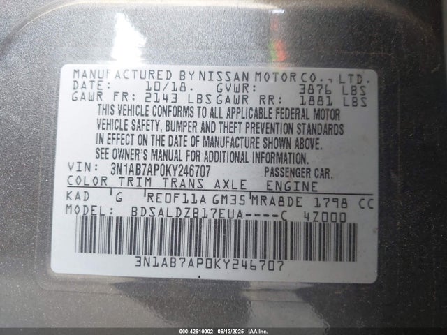 Nissan 2019 2019 3N1AB7AP0KY246707 Image 9