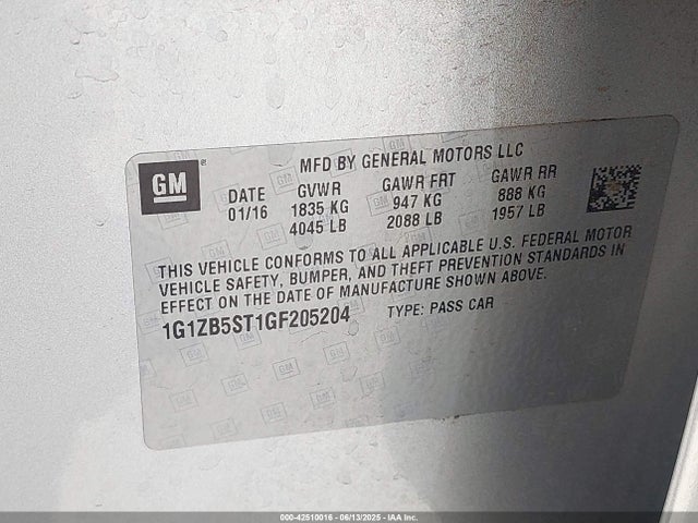 1G1ZB5ST1GF205204 Chevrolet lfv - di: direct injection, vvt, gen1 gmna