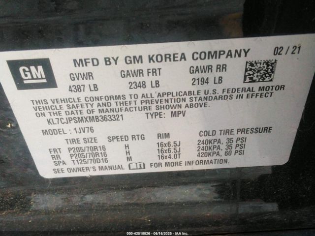 2021 CHEVROLET TRAX KL7CJPSMXMB363321 Photo 8