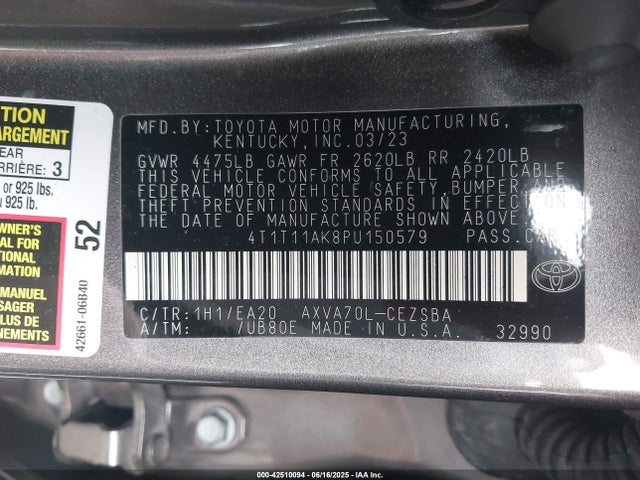 4T1T11AK8PU150579 Toyota a25a-fks
