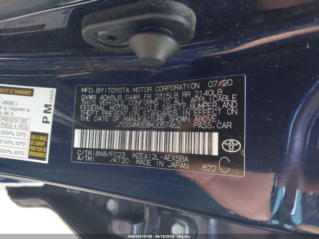 2021 TOYOTA COROLLA JTDS4MCE8MJ057462 Photo 8