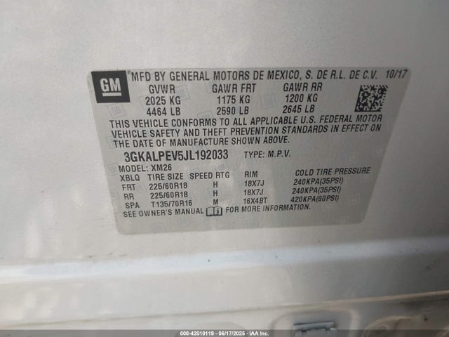3GKALPEV5JL192033 GMC lyx - direct injection, vvt, fgt, turbo, alum, gen 1