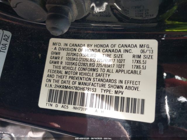2013 HONDA CR-V 2HKRM4H78DH678153 Photo 8