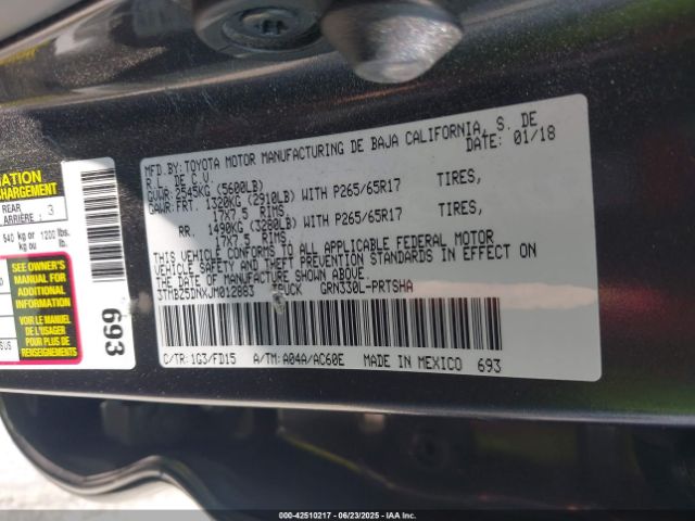 3TMBZ5DNXJM012883 Toyota 2gr-fks