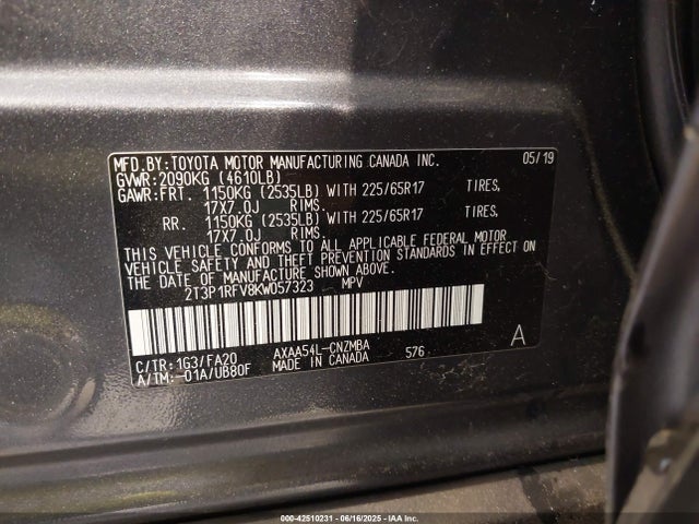 2T3P1RFV8KW057323 Toyota a25a-fks