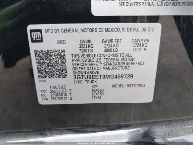 3GTU9EET9MG459729 GMC Sierra 1500 4wd  Short Box At4