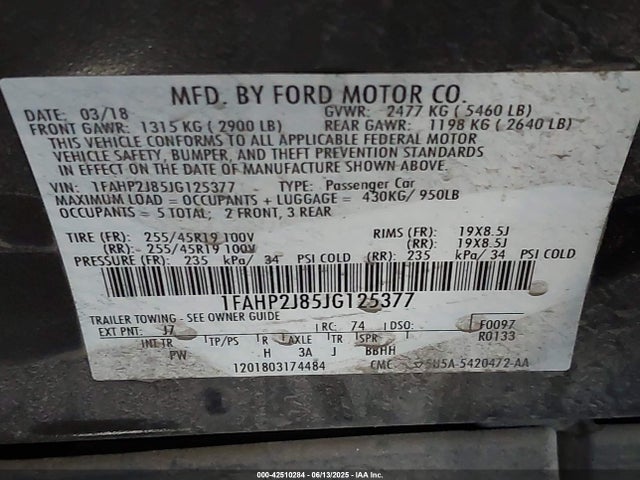 1FAHP2J85JG125377 Ford 3.5l ti-vct