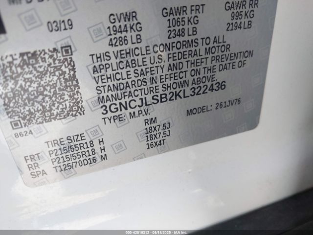 3GNCJLSB2KL322436 Chevrolet luv - mfi, variable valve timing, e85 max, alum