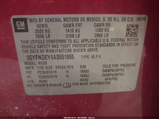 2010 CADILLAC SRX 3GYFNDEY6AS651865 Photo 8