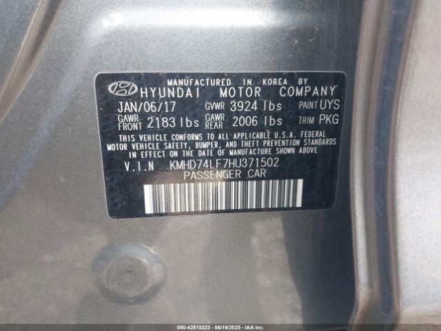 KMHD74LF7HU371502 Hyundai 2017