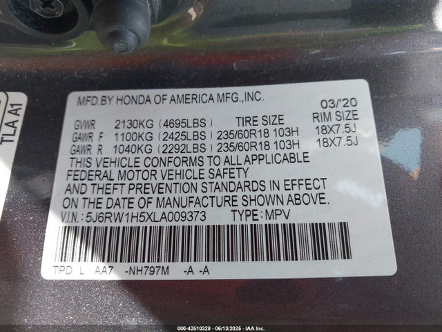 5J6RW1H5XLA009373 Honda l15be
