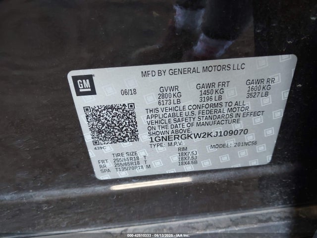 1GNERGKW2KJ109070 Chevrolet lfy - spark ignited direct injection, atss, gen 1