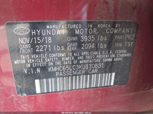 2019 HYUNDAI IONIQ HYBRID KMHC65LC3KU130831 Photo 8