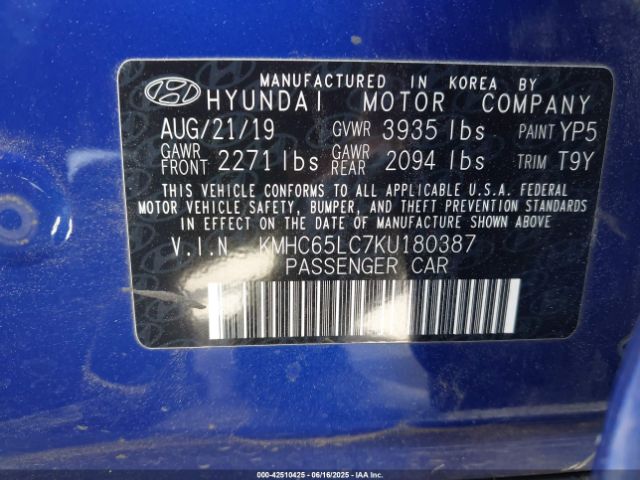 2019 HYUNDAI IONIQ HYBRID KMHC65LC7KU180387 Photo 8