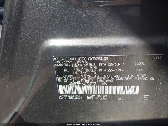 JTMZFREVXJJ729763 Toyota 2ar-fe
