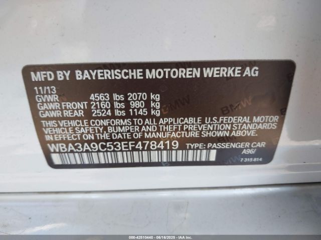 WBA3A9C53EF478419 BMW 2014