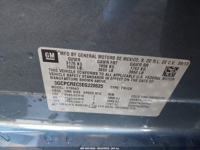3GCPCREC5EG228625 Chevrolet l83 - vvt, afm (active fuel management), aluminum