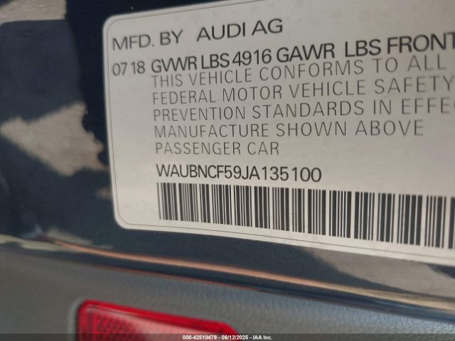 WAUBNCF59JA135100 Audi A5 2.0t Premium