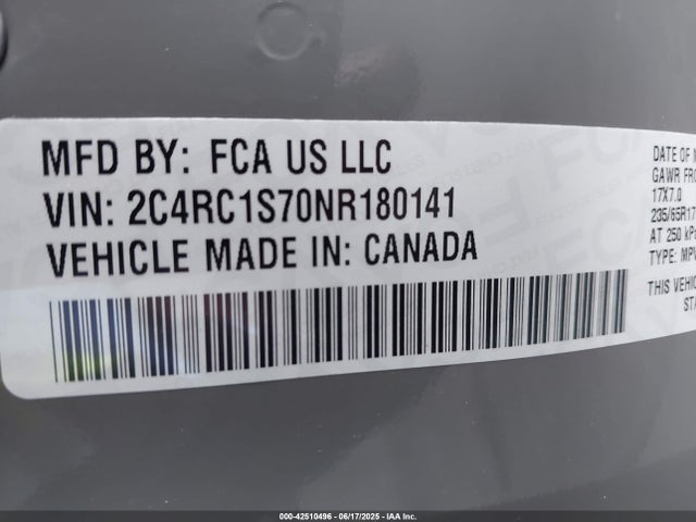 2C4RC1S70NR180141 Chrysler Pacifica