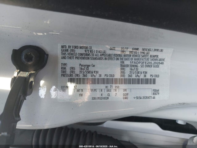 Ford 1.0l gtdi 2017 1FADP3FE2HL292848 Image 9