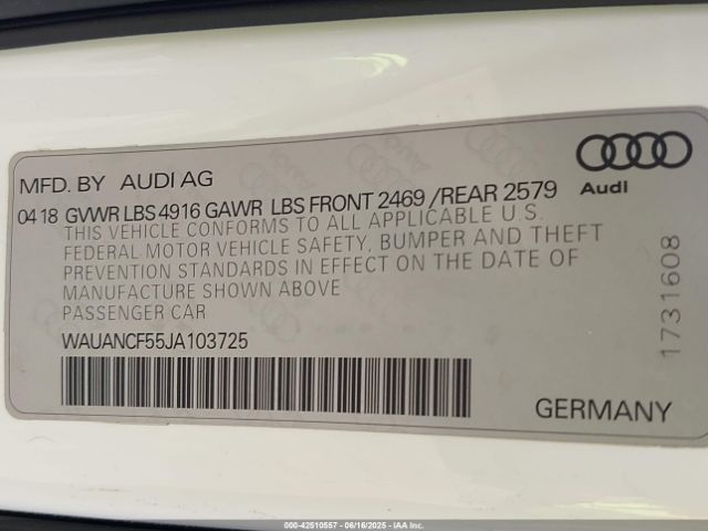WAUANCF55JA103725 Audi A5