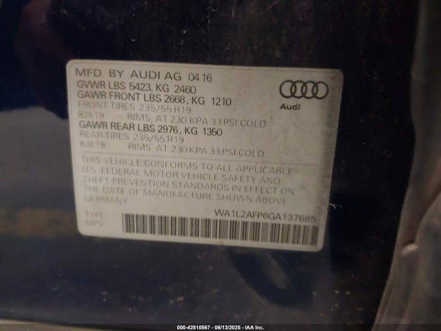 2016 AUDI Q5 WA1L2AFP6GA137685 Photo 8