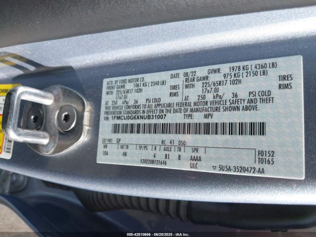 2022 FORD ESCAPE 1FMCU0G6XNUB31007 Photo 8