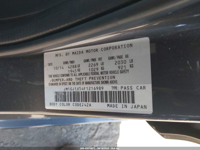 JM1GJ1V54F1216989 Mazda 2015
