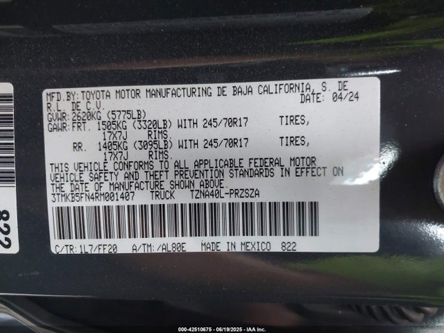 Toyota t24a-fts 2024 3TMKB5FN4RM001407 Image 9