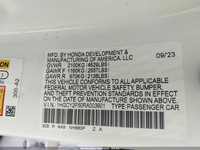 1HGCY2F50RA003901 Honda lfc5