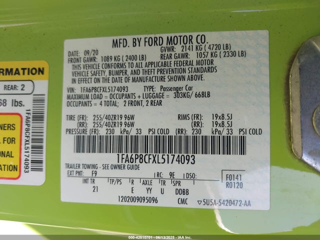 1FA6P8CFXL5174093 Ford tivct